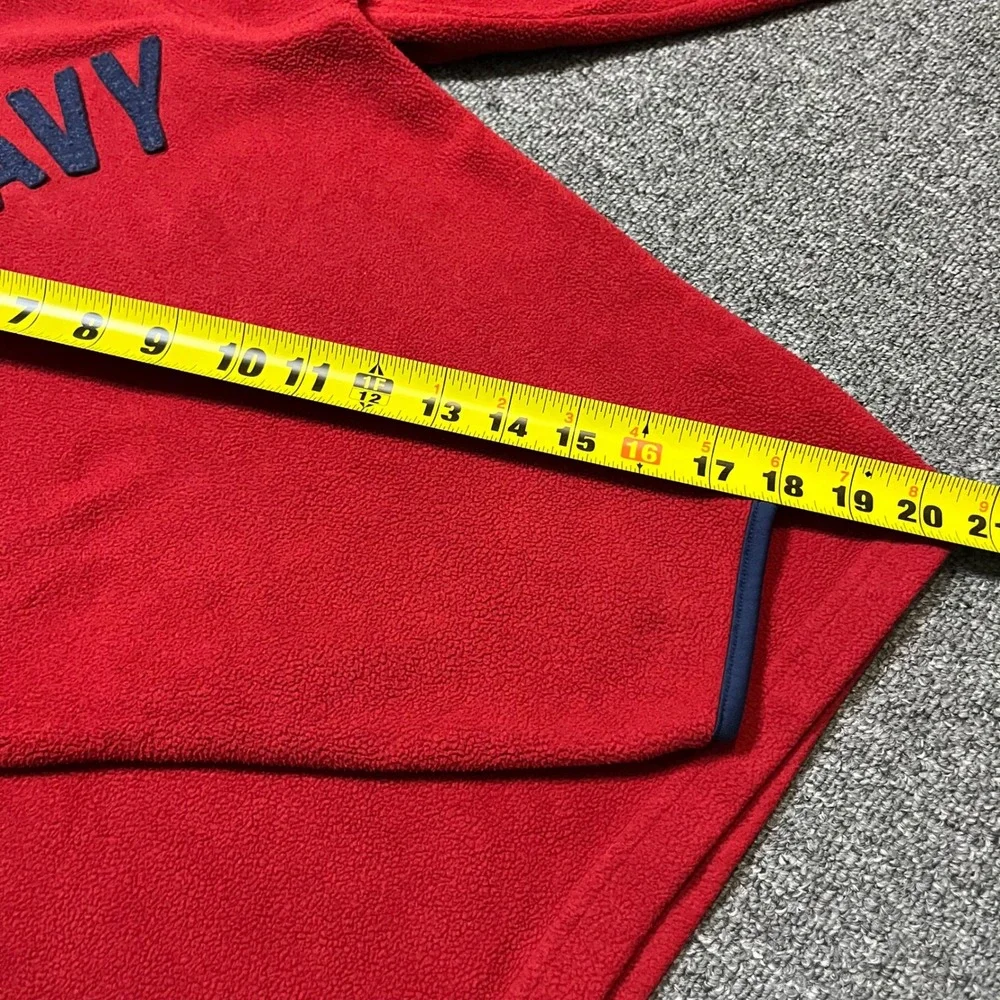 Old Navy Fleece Quarter Zip Pullover Size M 8 Red Navy Blue Logo Kids Sweatshirt